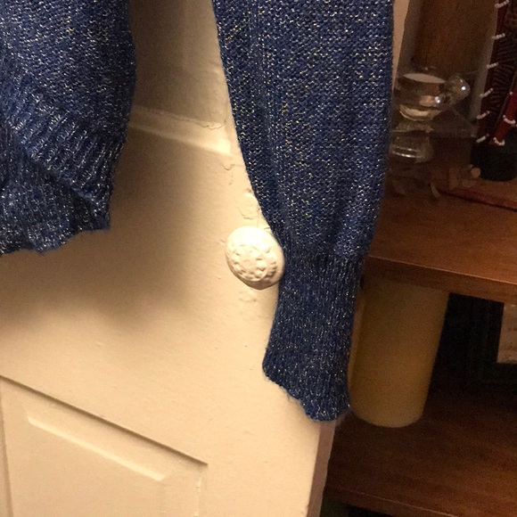 Navy scoop neck sweater with gold specs - Picture 3 of 4